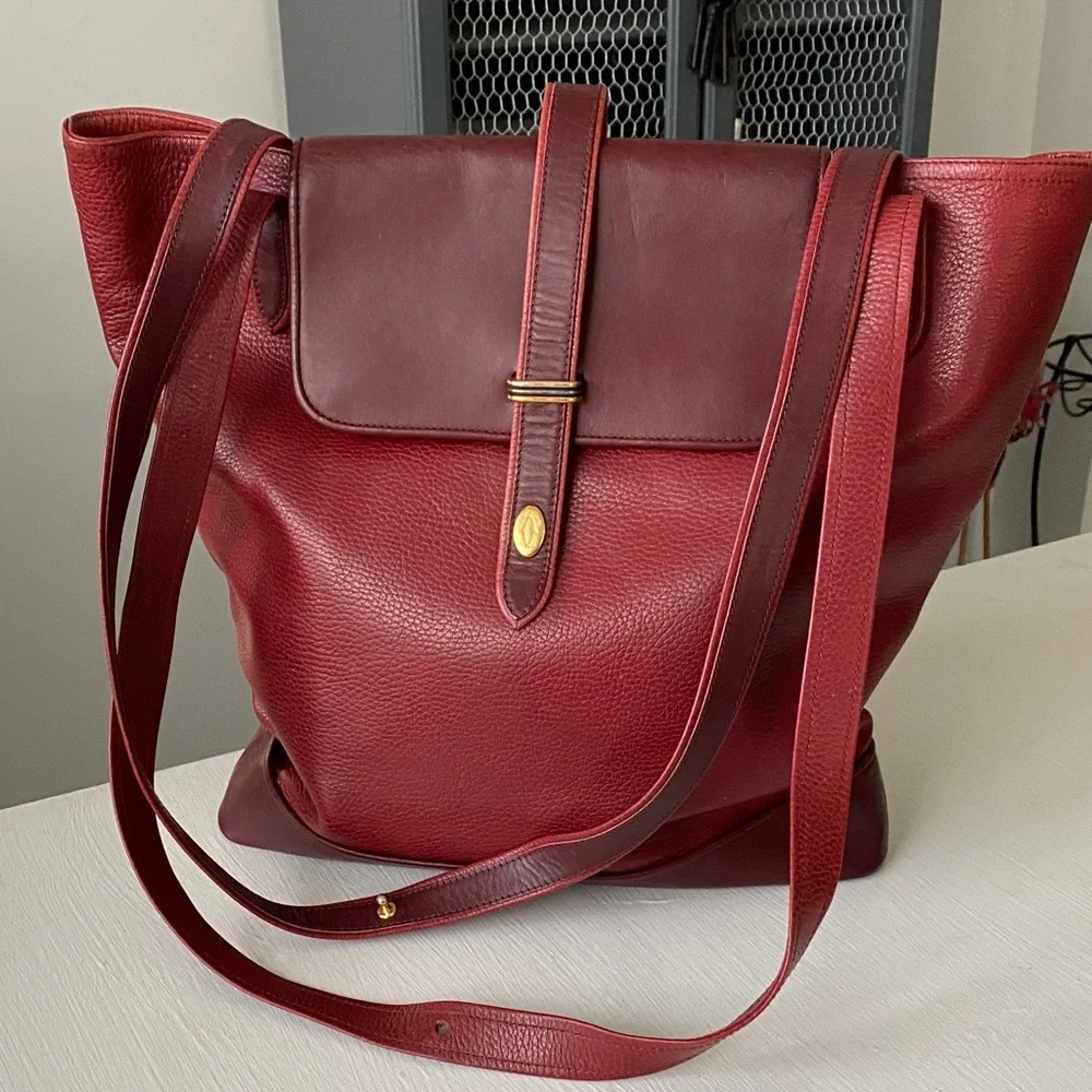 Cartier Burgundy Red Leather Tote - Authentic Vintage Luxury - Picture 8 of 16